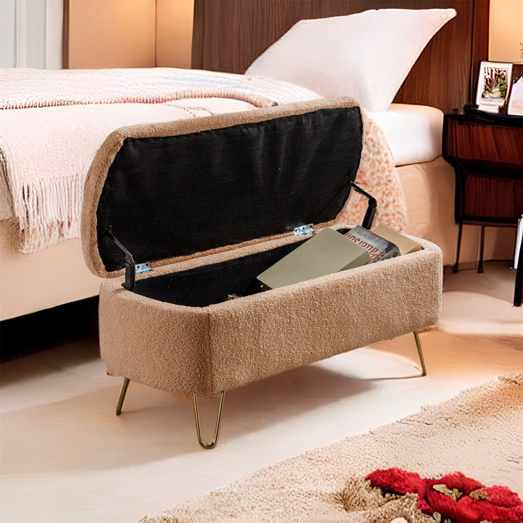 Everly Quinn Upholstered Flip Top Storage Bench Wayfair